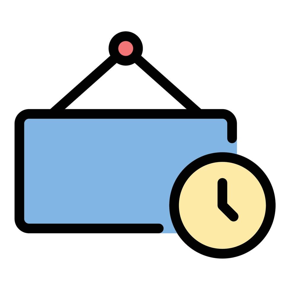 Opening hours icon flat line style illustration representing business schedules and service availability, suitable for store signage, digital directories, and customer information platforms vector