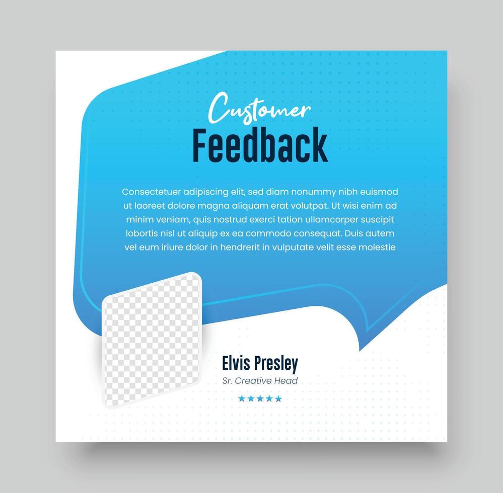Customer feedback review social media post or web banner design, Client feedback review or client testimonial design. vector