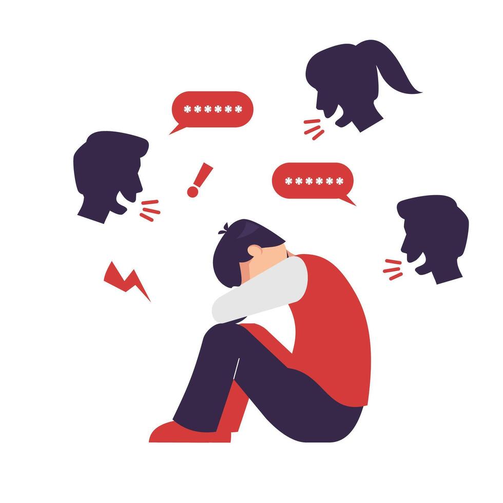 Social pressure and manipulation from people around cause stress and psychological discomfort. Problem of bullying and manipulation in society vector