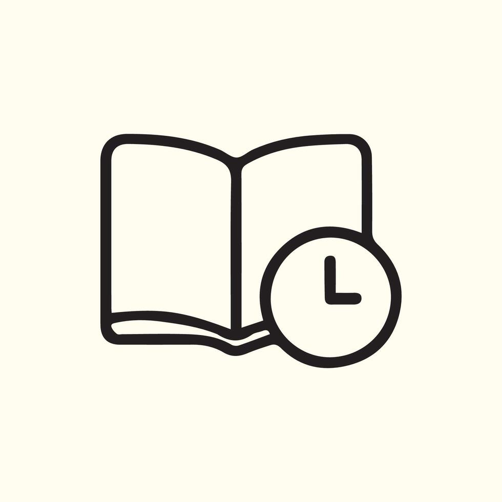 Scheduled Reading Time Read Open Book Clock Icon Illustration Concept vector