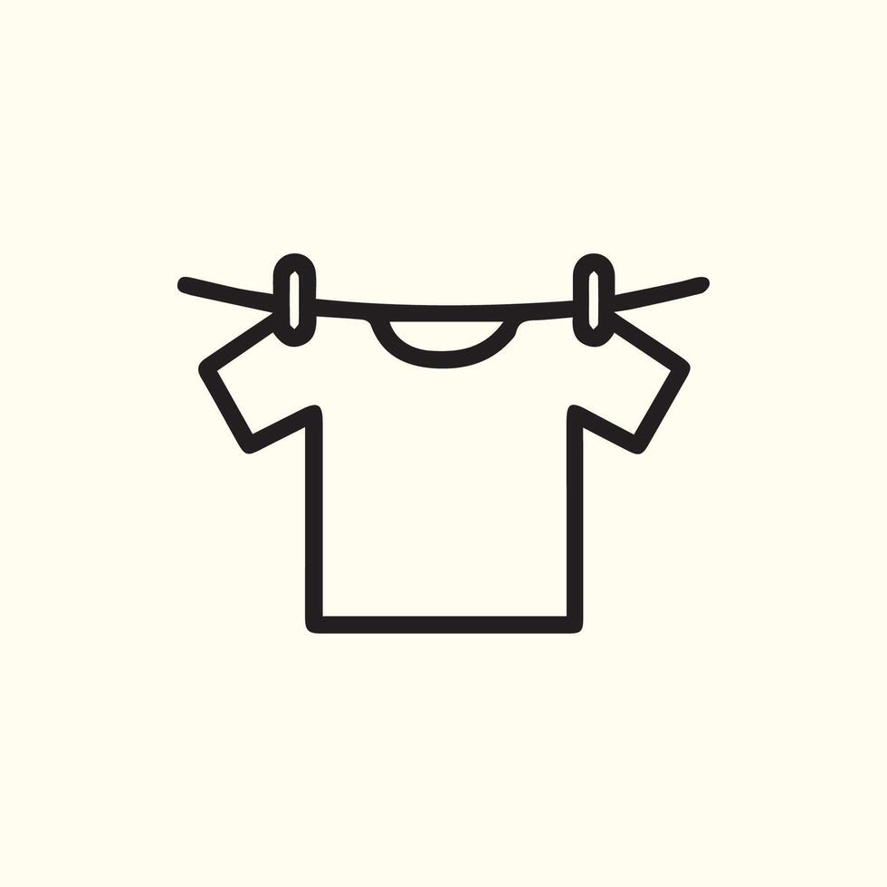 T Shirt Drying in the Sun Clothesline Clean Clothing Laundry Day vector