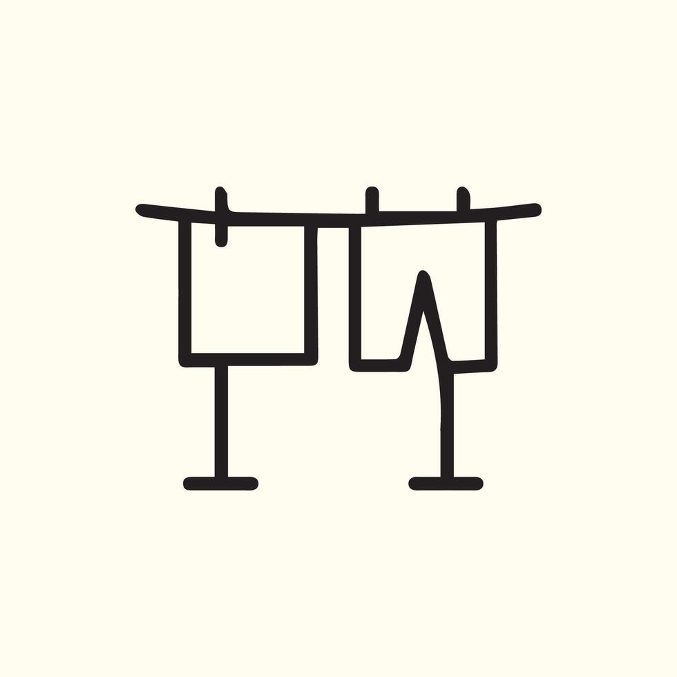 Laundry Line Fresh Clothing Minimalist Symbol Clean and Simple Look vector