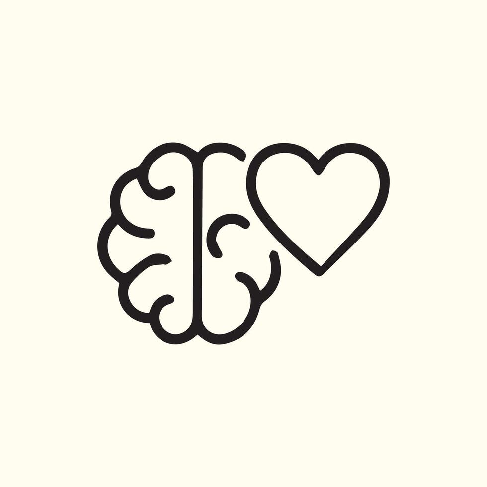 Brain and Heart Connection Symbolic Representation of Mental Health vector