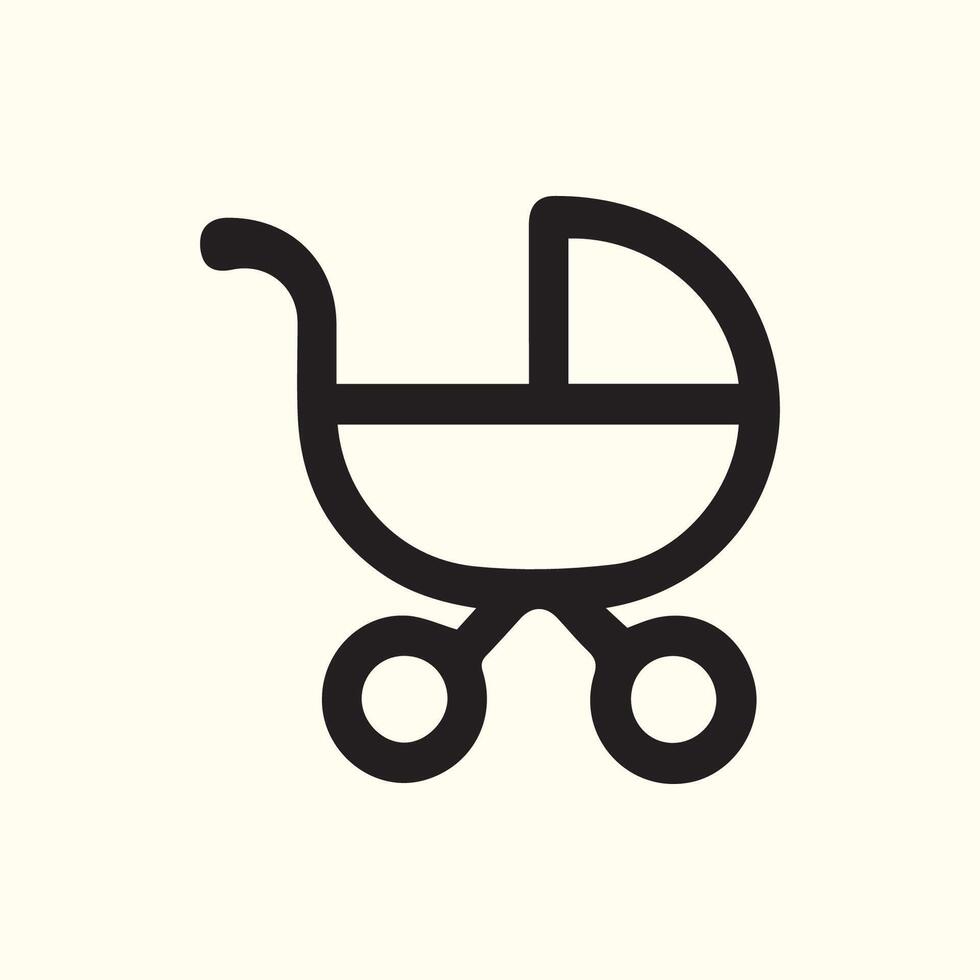 Elegant Minimalist Baby Stroller Pram Icon Design for Modern Nursery Concept vector