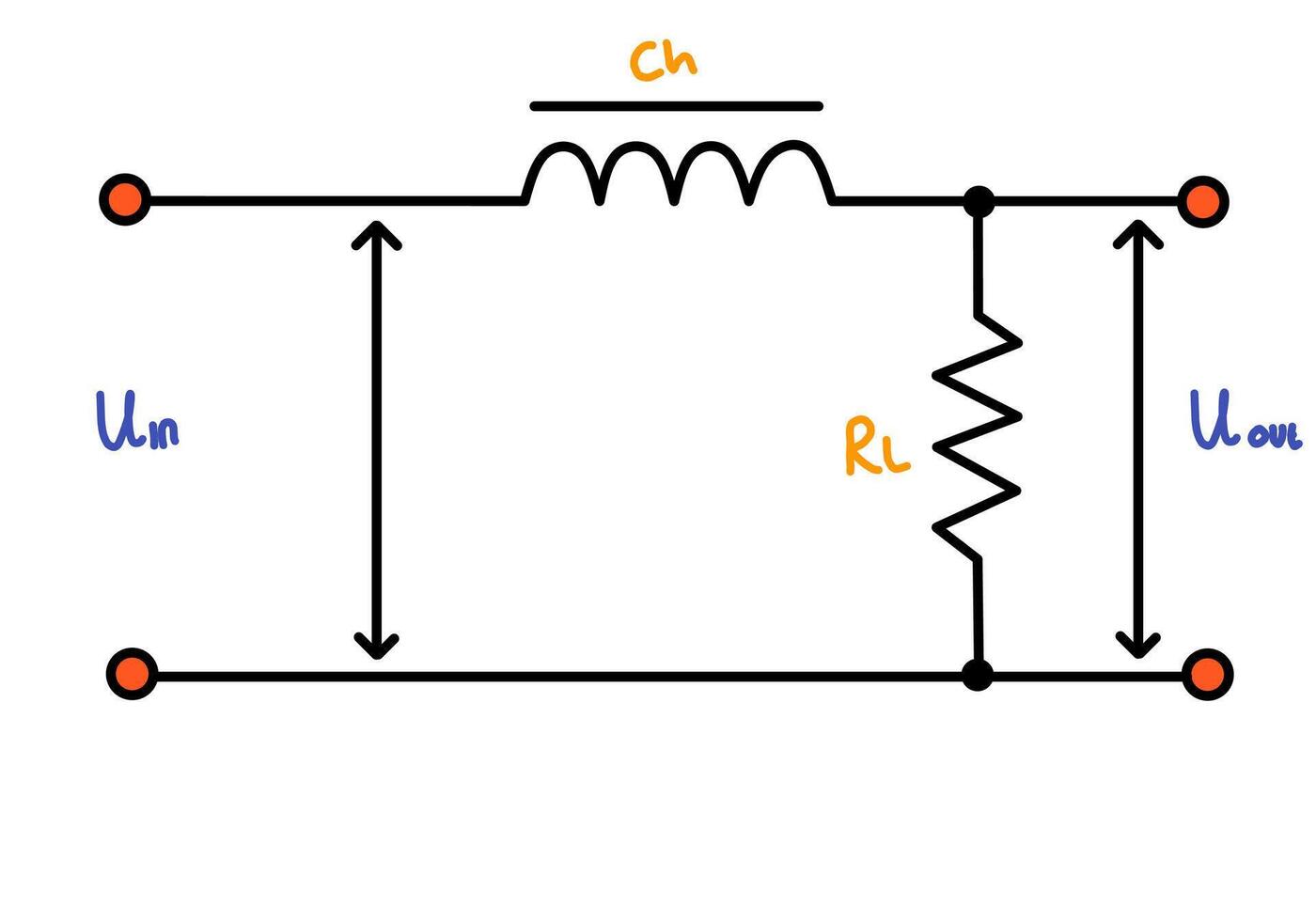 Simple Inductor-Resistor Circuit Diagram- RL Network vector