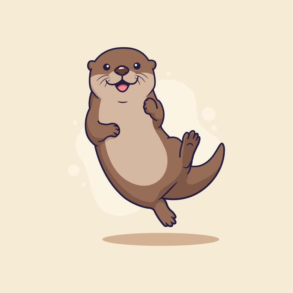 Cute otter with a happy pose. illustration vector