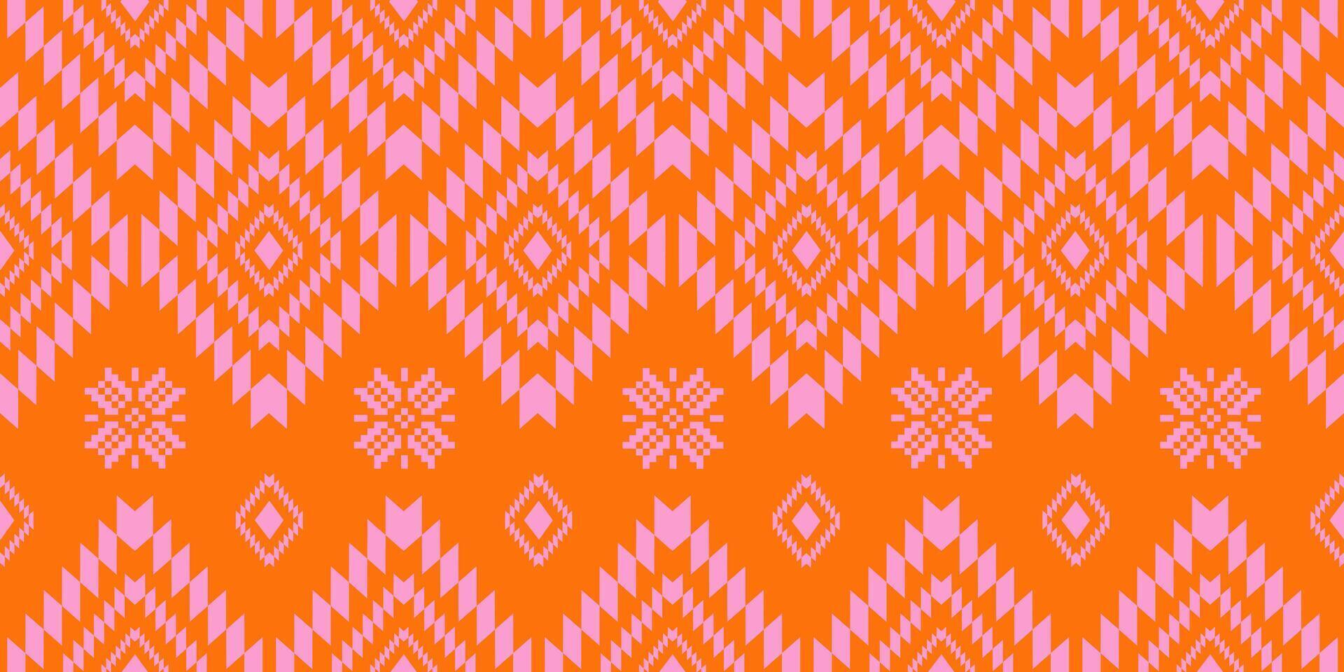 Ethnic abstract ikat art. Pink pattern in tribal, folk embroidery, and Mexican style. Aztec geometric art ornament print. Design for carpet, wallpaper, clothing, wrapping, fabric, cover, textile. vector
