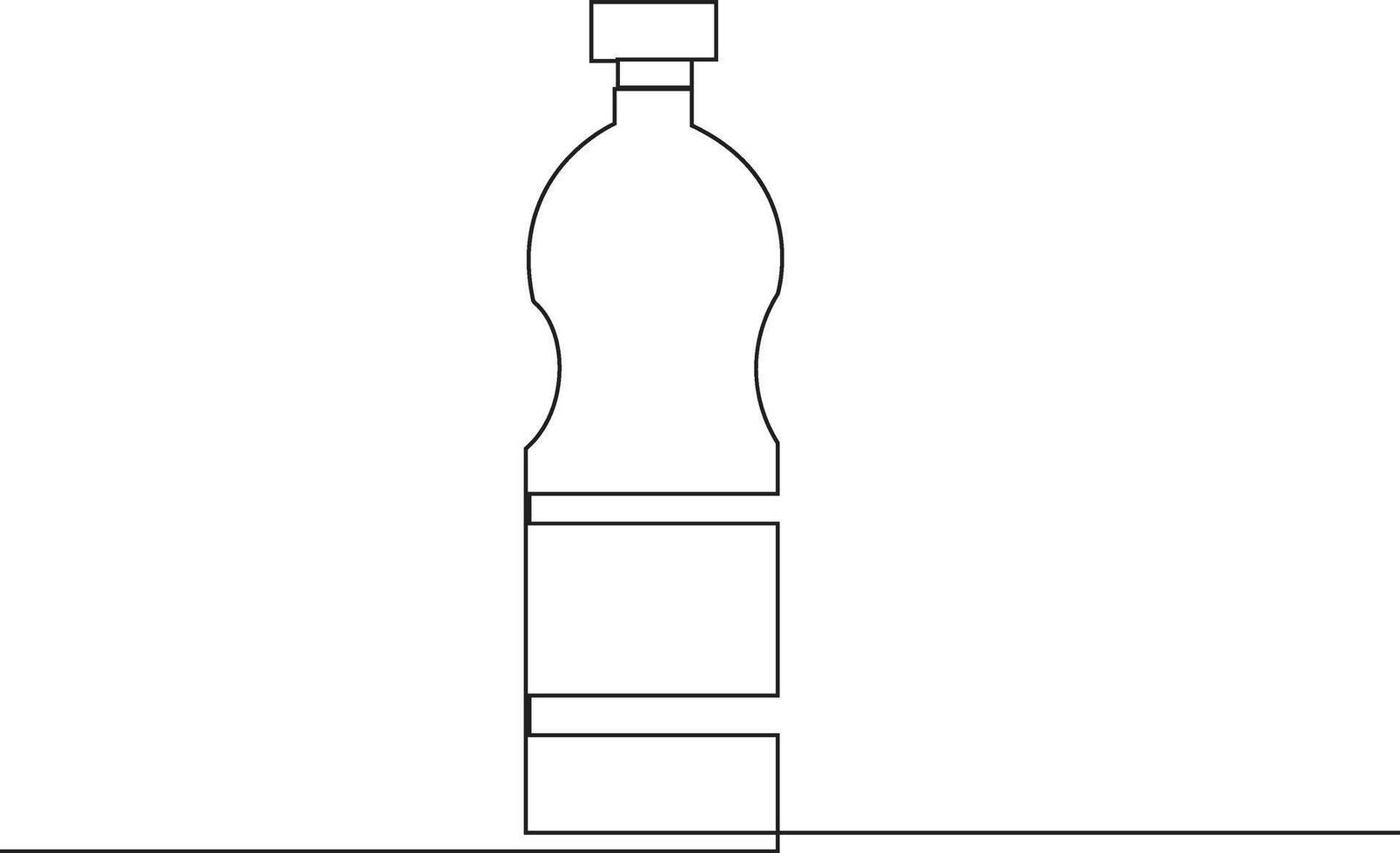 Continuous line drawing of stylized soft drink on glass bottle logo label. Drink bottle one continuous line illustration. Emblem drink store concept. vector