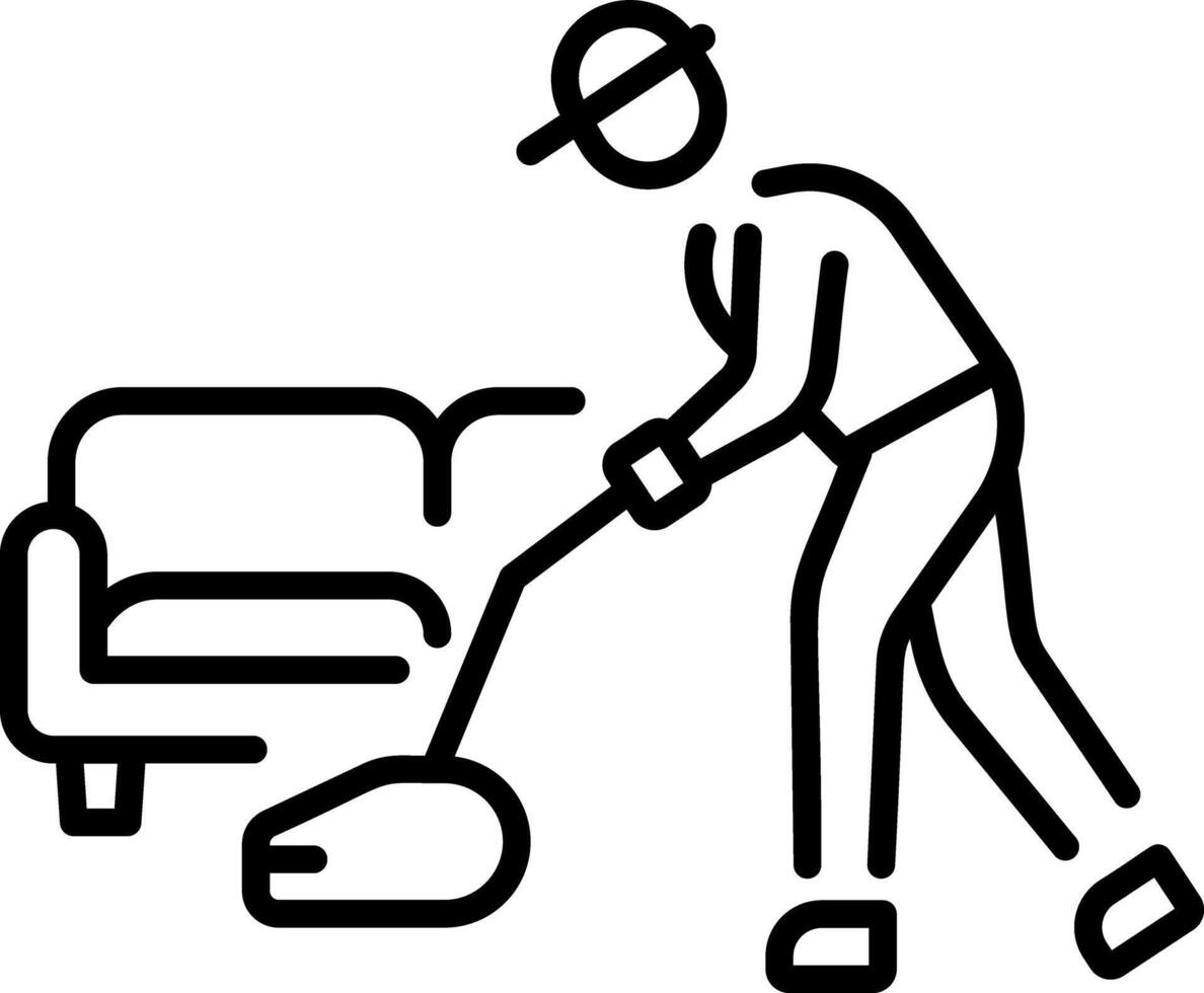 A linear style icon representing vacuuming machine vector