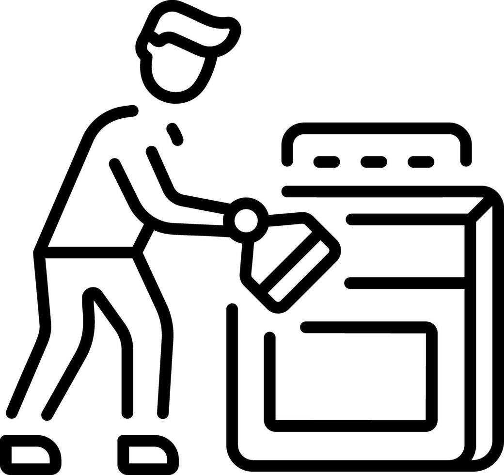 An outline style icon depicting cleaning appliance vector