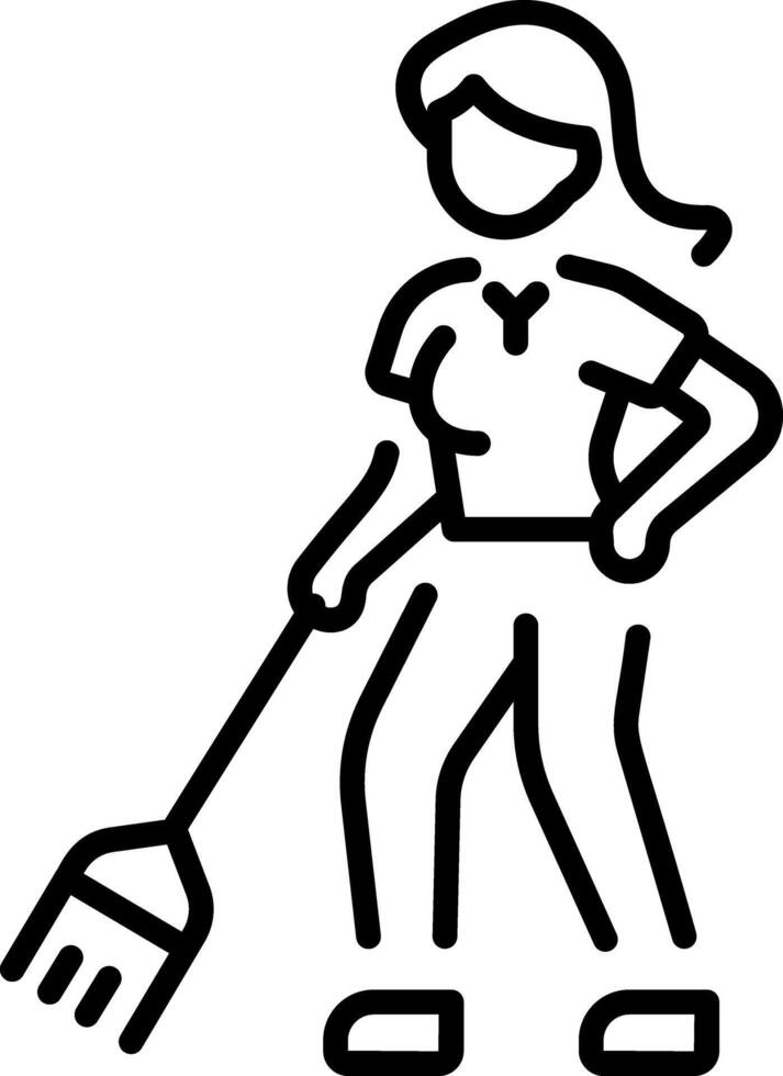 An trendy outline style icon depicting raking vector