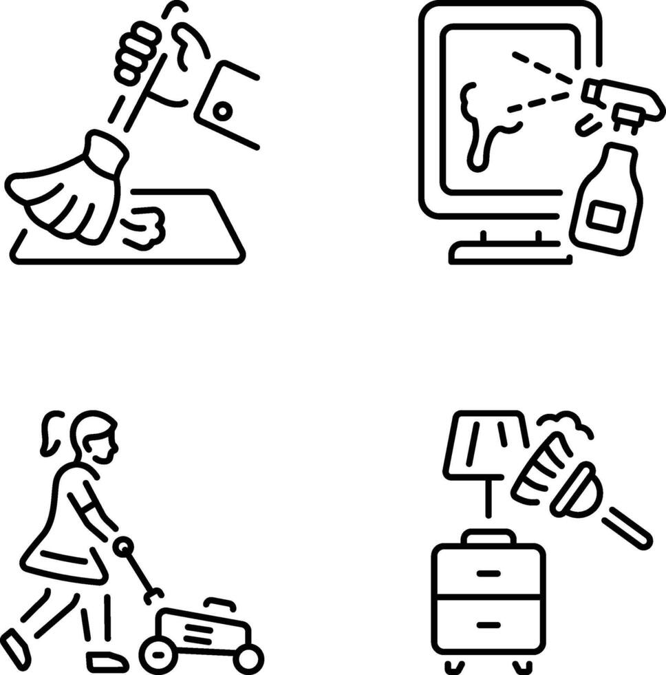 Set of House Chores Linear Style icons vector