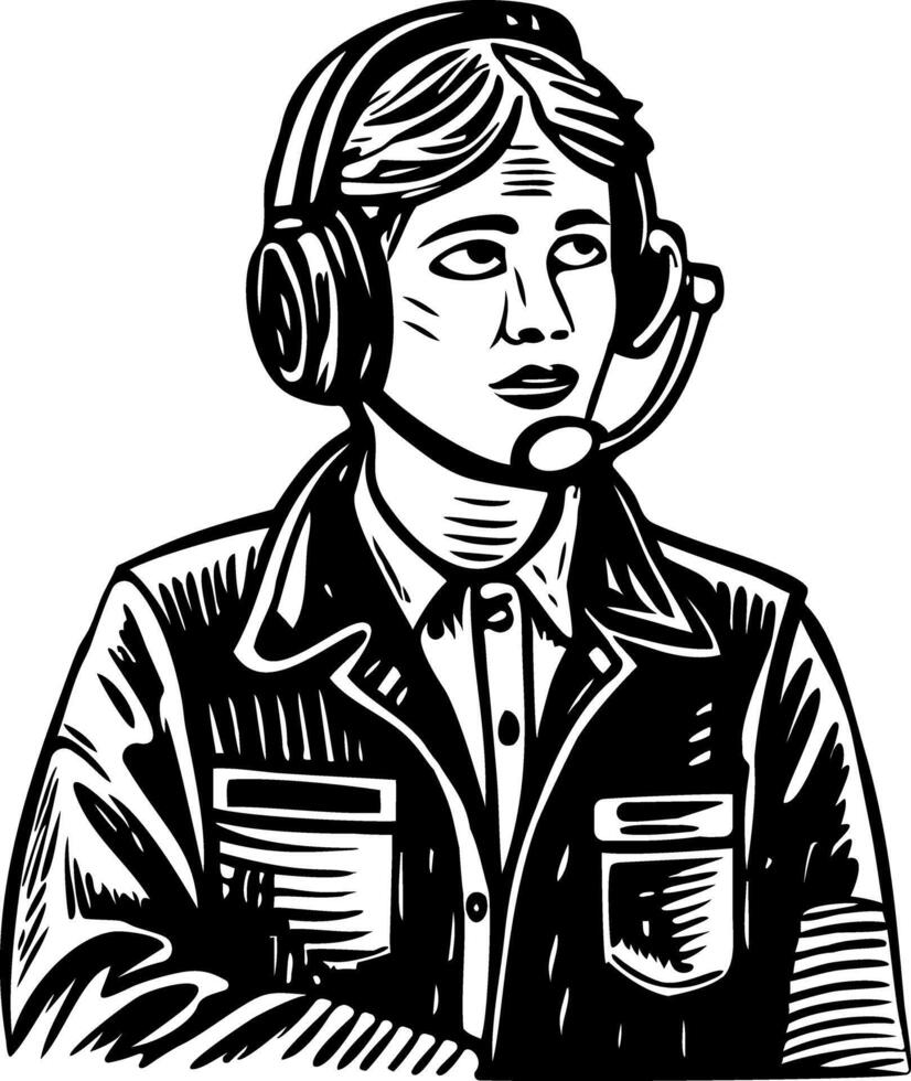 A glyph style illustration depicting police operator vector