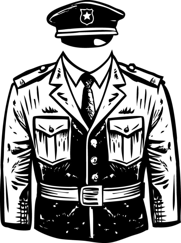 A vintage style illustration showing cop uniform vector