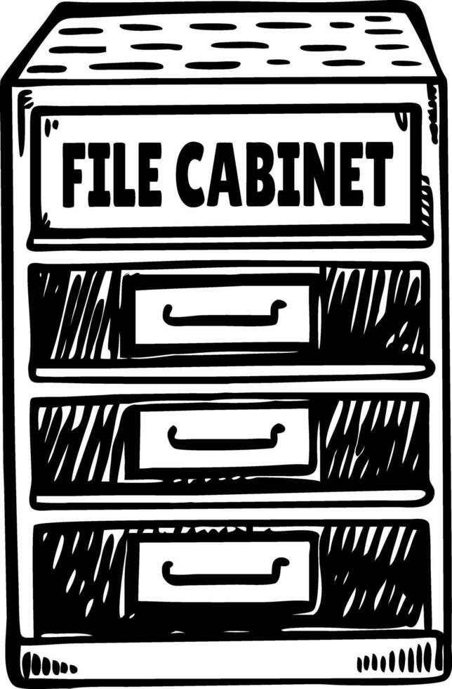 A vintage style illustration showing file cabinet vector