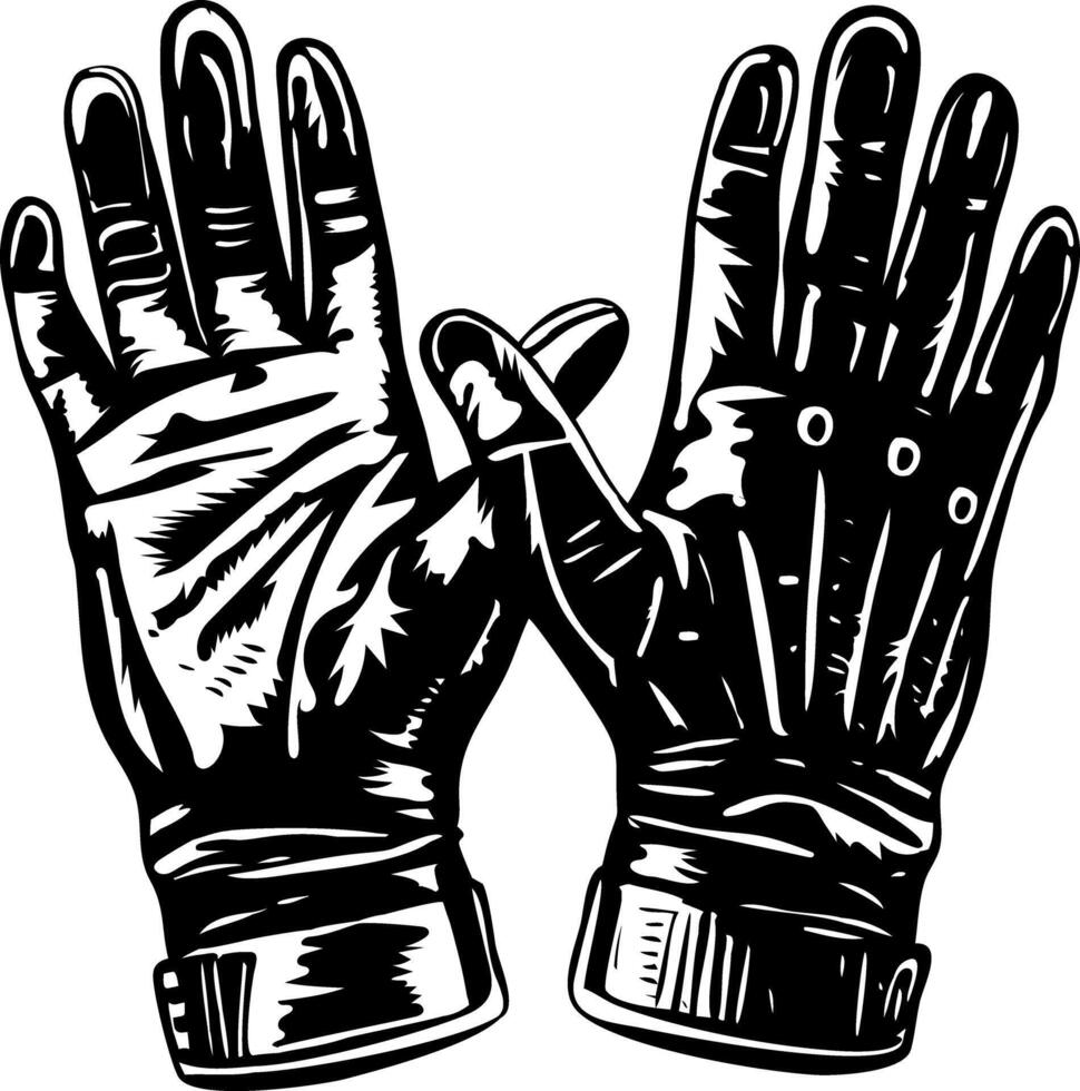 A vintage style illustration showing leather gloves vector