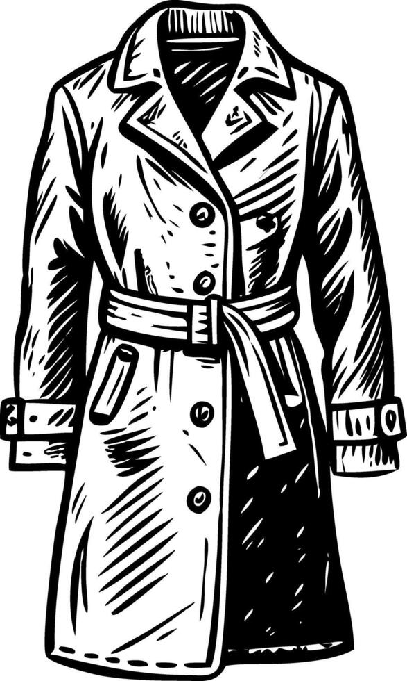 A vintage style illustration showing trench coat vector