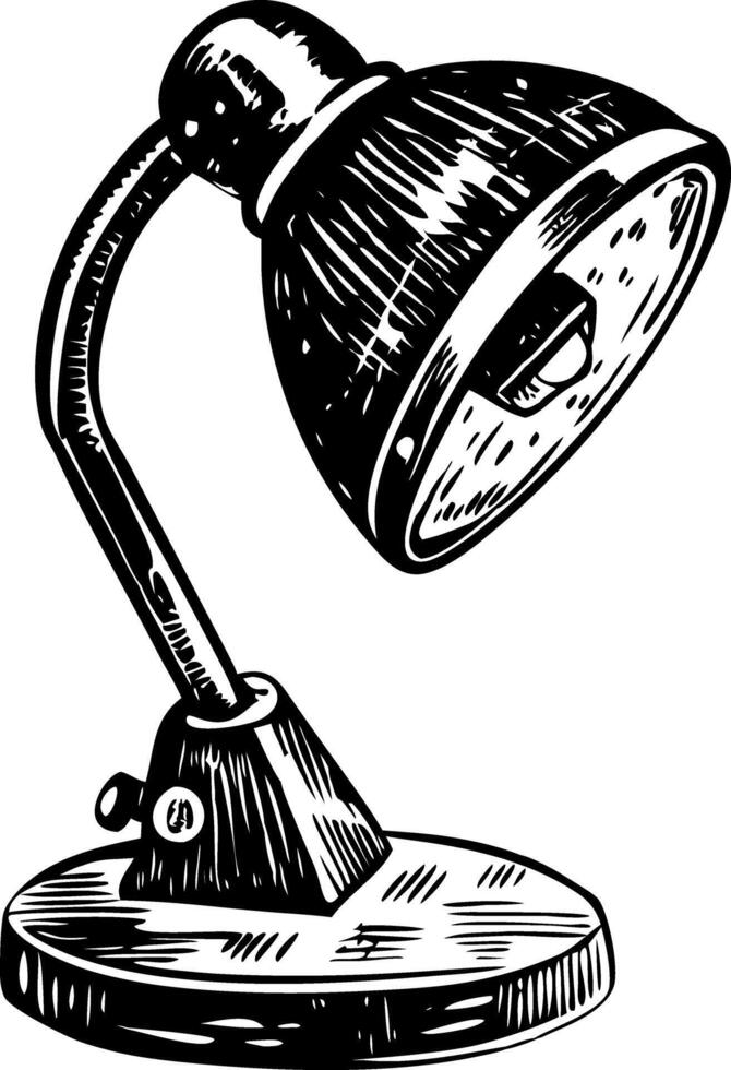 A vintage style illustration showing desk lamp vector