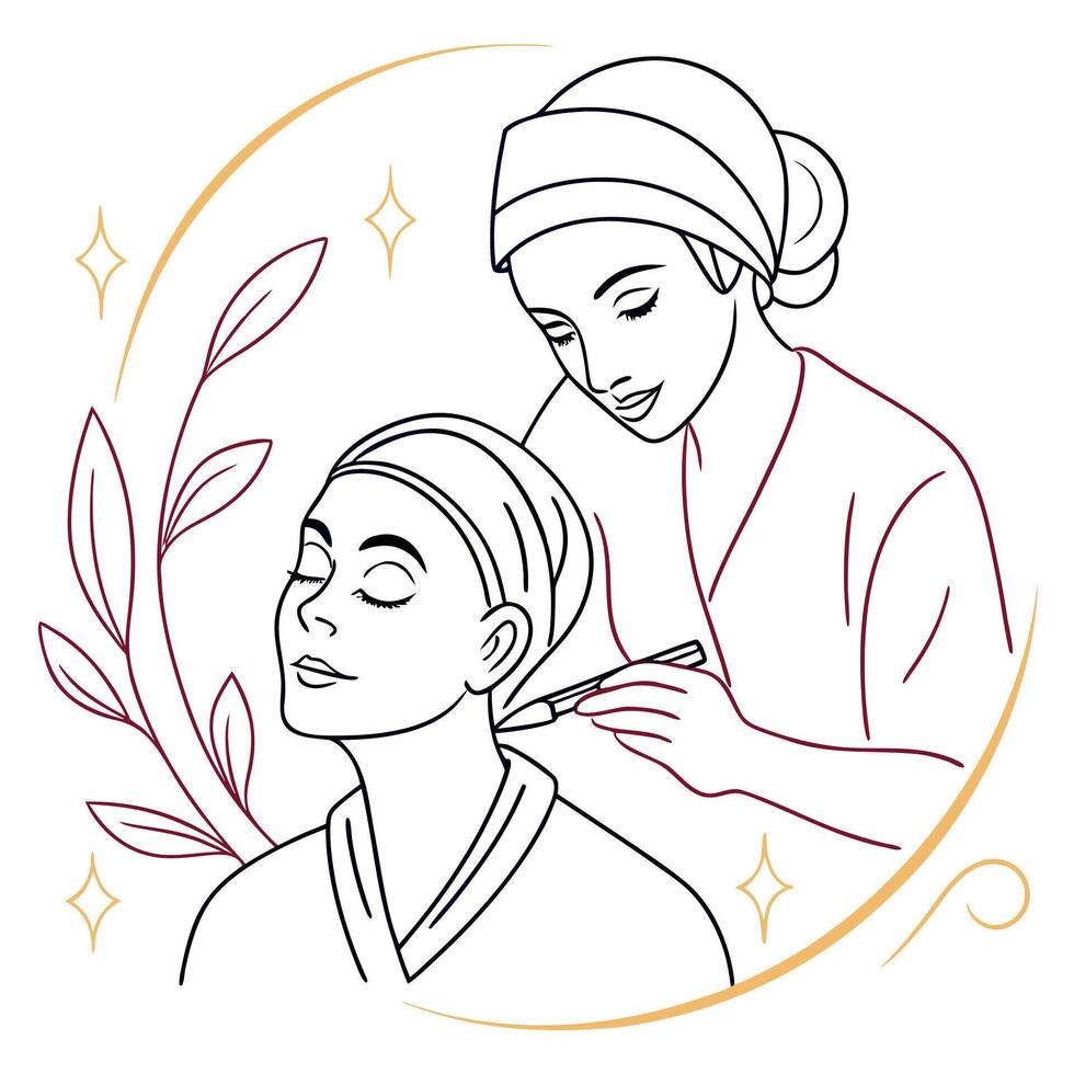 A woman getting her hair done by a stylist vector