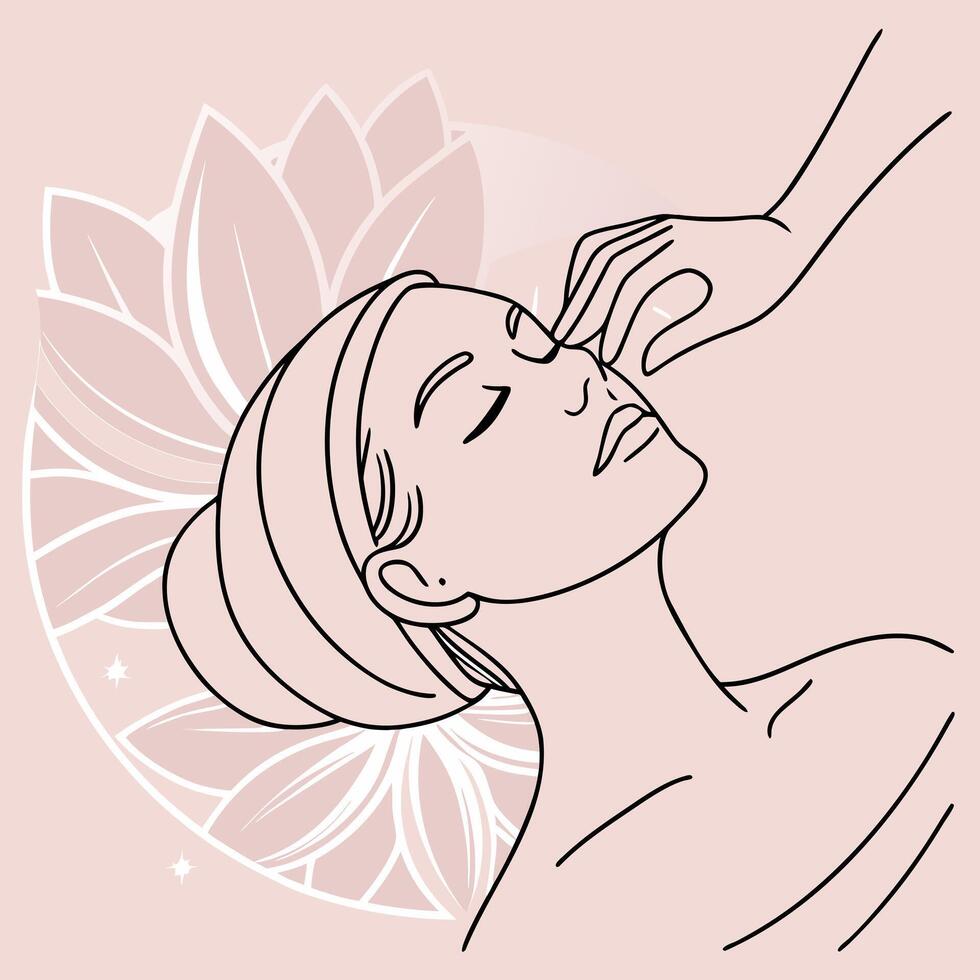 A woman getting a facial treatment vector