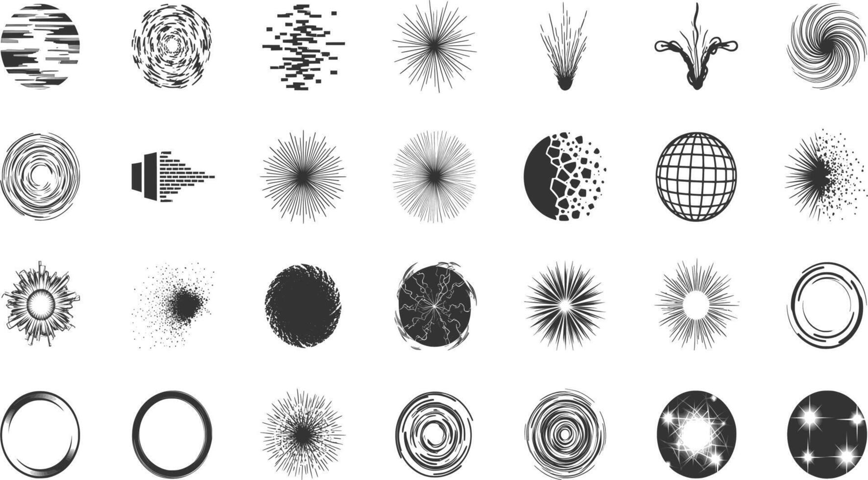 A set of black and white abstract shapes vector