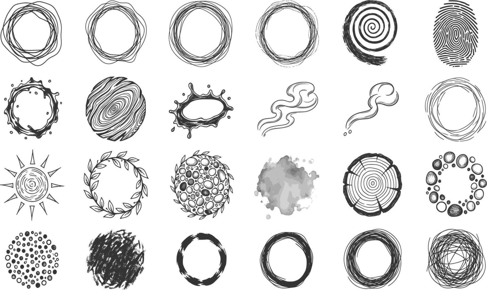 A set of different hand drawn circles vector