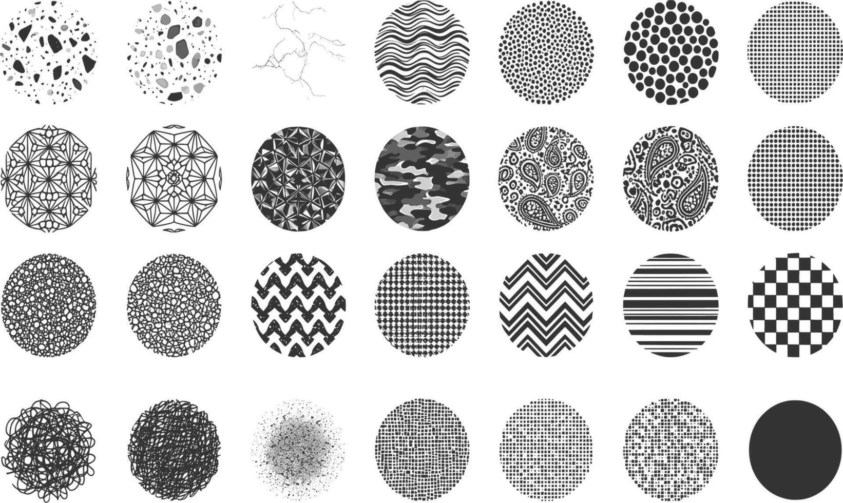 A set of different patterns that are made from circles vector