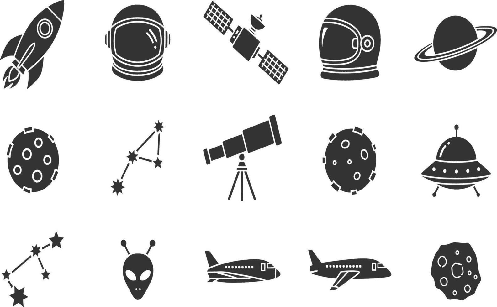 Space exploration icons set black illustration vector