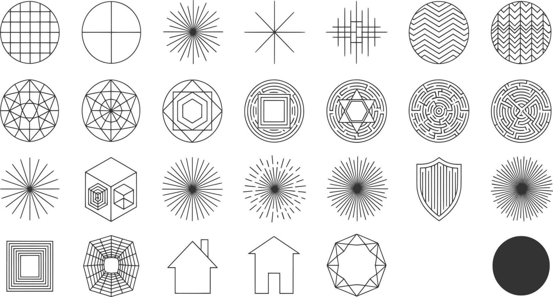 A set of different shapes and lines in different colors vector