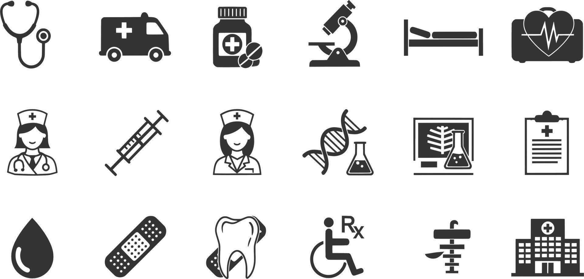Medical icons set on white background vector