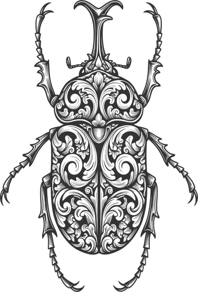 A beetle with ornate patterns on its body vector