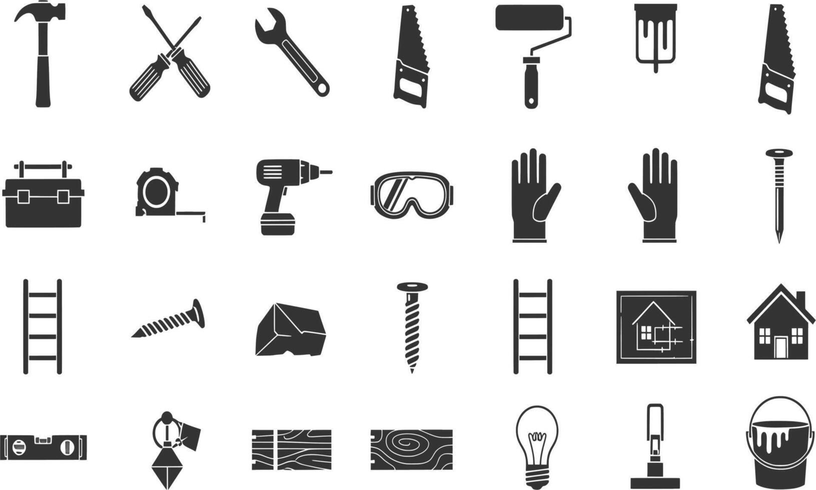 Various tools and tools icons on a white background vector