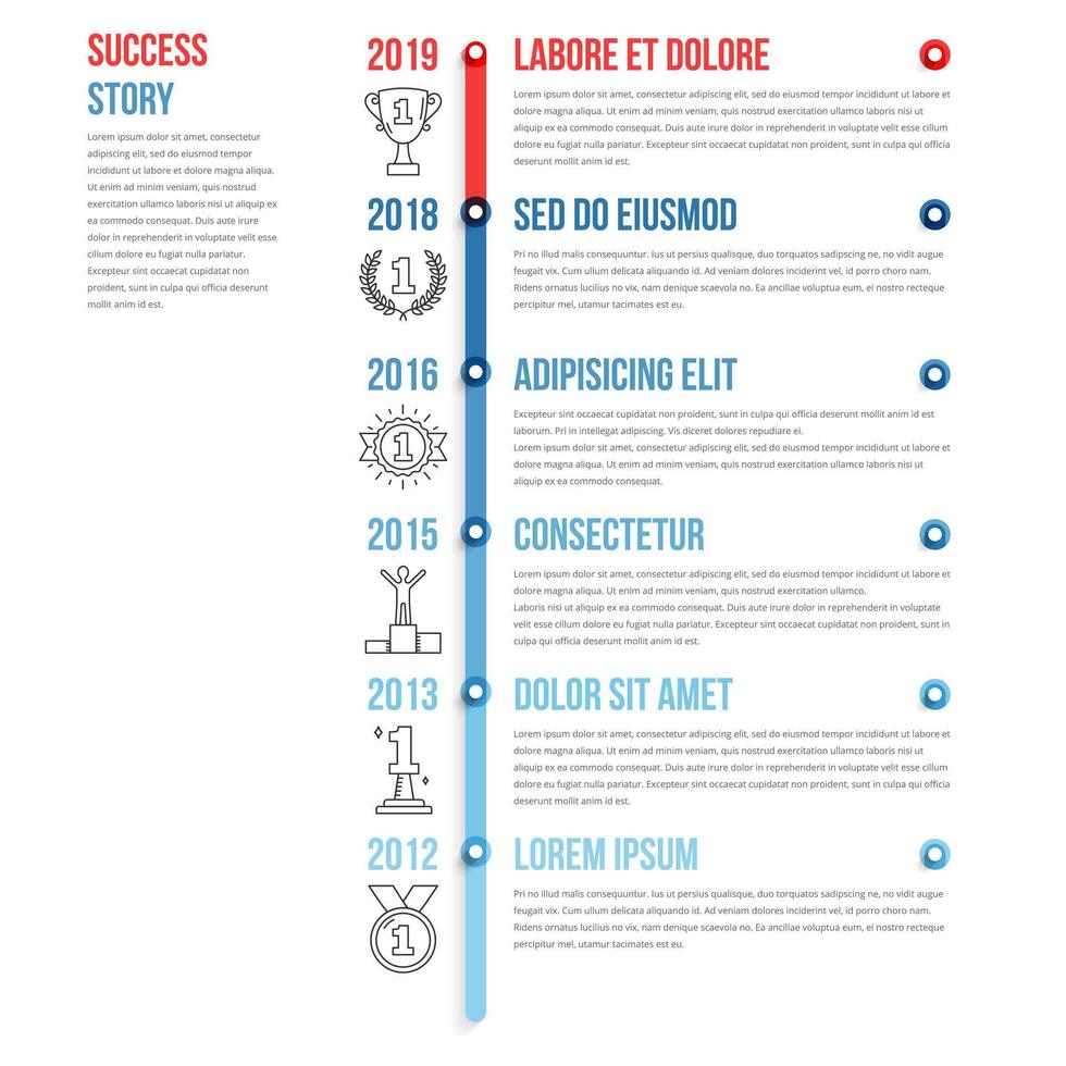 Success storytimeline infographics template vector