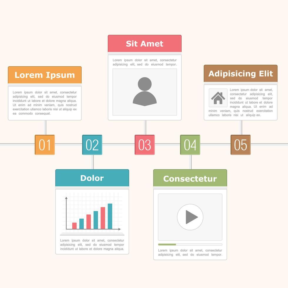Timeline template with numbers vector