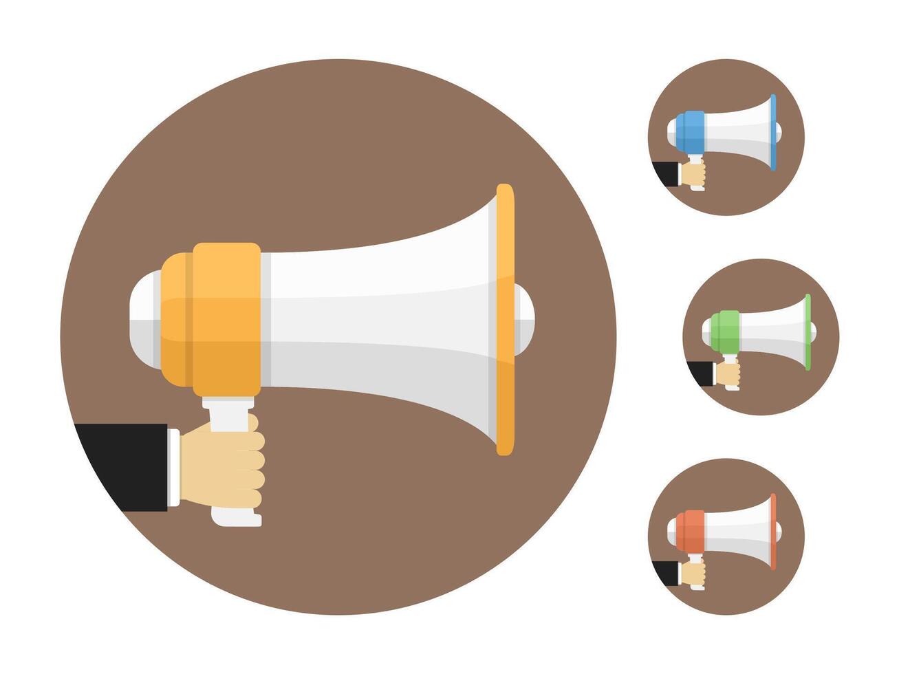 Hand with megaphone icons vector