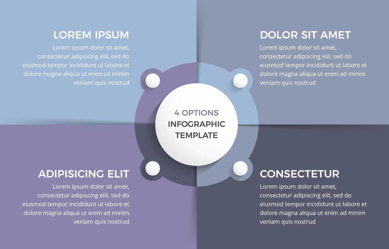 Circle diagram with four elements, infographic template vector