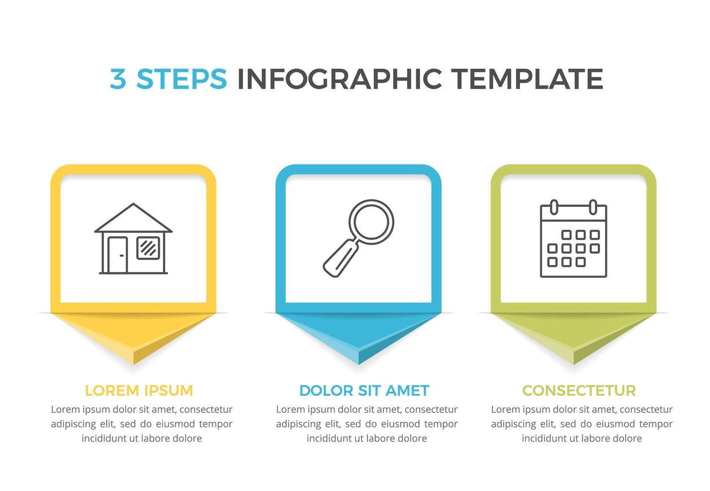 Infographic template with 3 steps with icons and place for your text vector