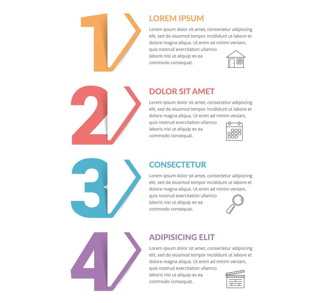 Four numbers with arrows and place for your text, four steps - infographic template vector