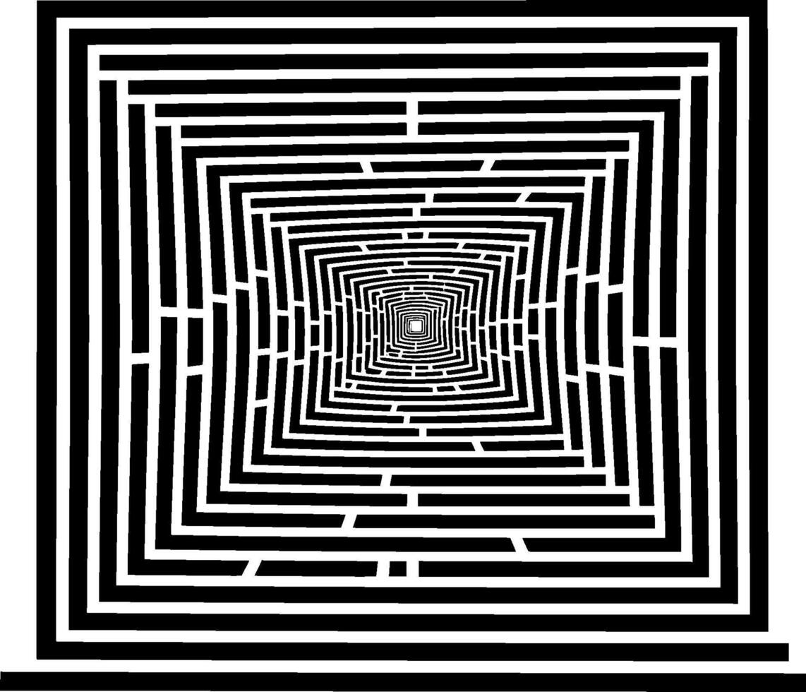 A black and white maze with a square in the middle vector