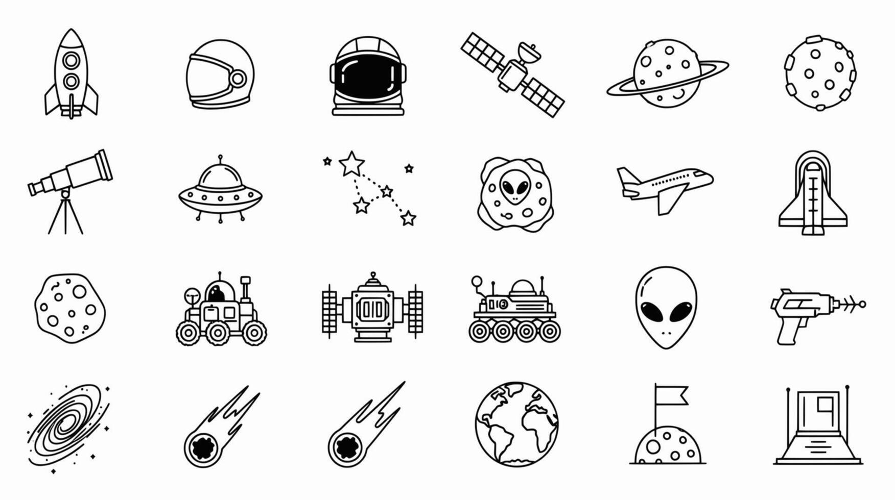 Space icons set free illustration vector