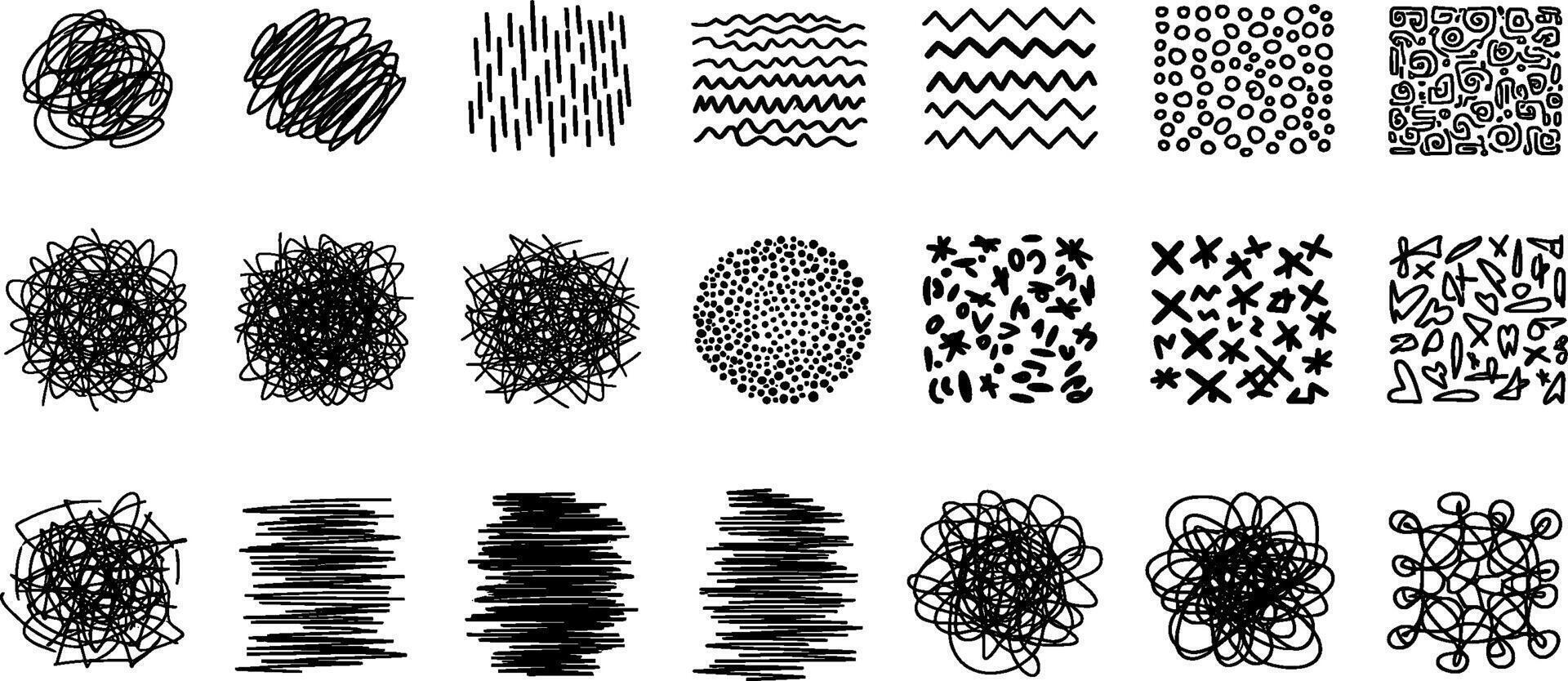 A set of different hand drawn patterns vector
