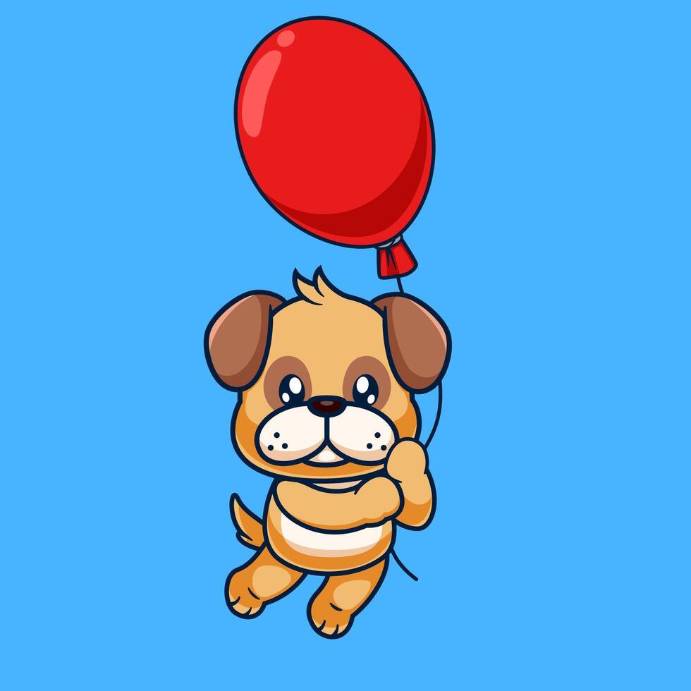 Cute pug Dog Floating cartoon, Pug Dog Mascot Cartoon Character vector
