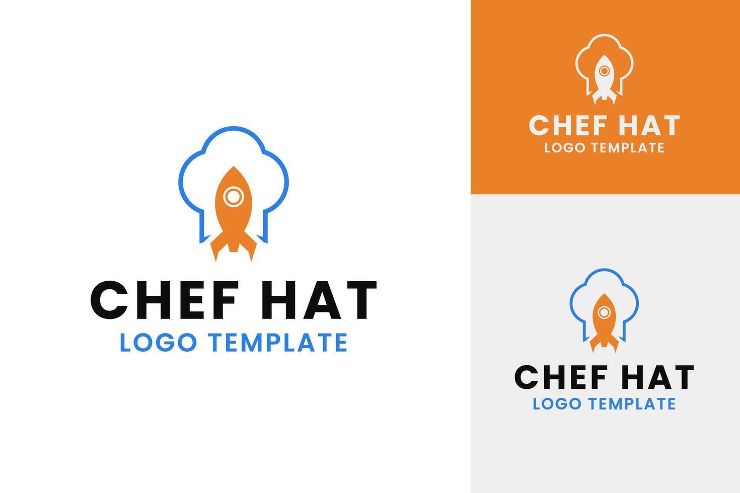 Creative chef hat rocket logo design template illustration vector