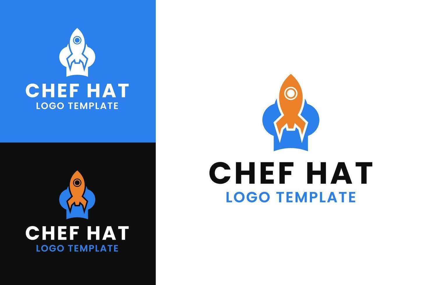 Modern chef hat rocket logo design template illustration vector
