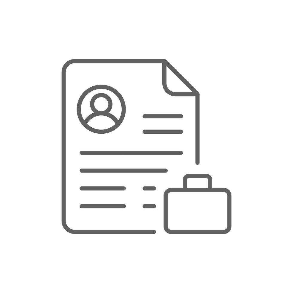 Job Applicant Profile Icon. Outline Style. Editable Stroke. Candidate Resume Document with Briefcase. Labor Shortage Illustration. Employment Application File. HR Recruitment Symbol Concept. vector