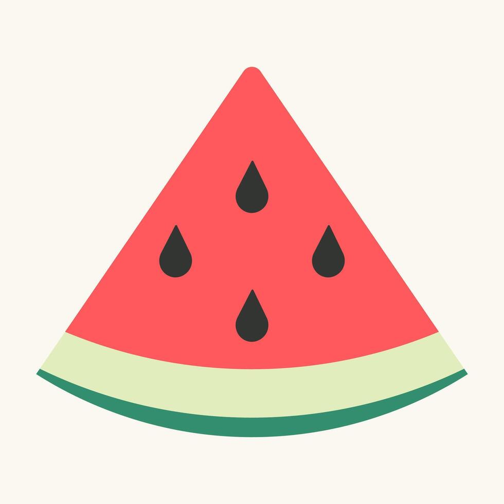 A simple illustration of a watermelon slice. Using the national colors of red, green, black, and white, this fruit is a well-known symbol of Palestinian solidarity and resistance vector