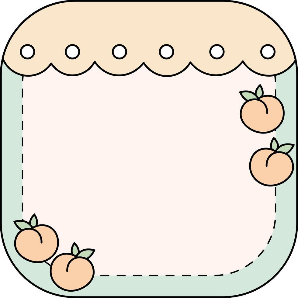 Cute pastel peach themed memo pad with soft border and scallop top vector