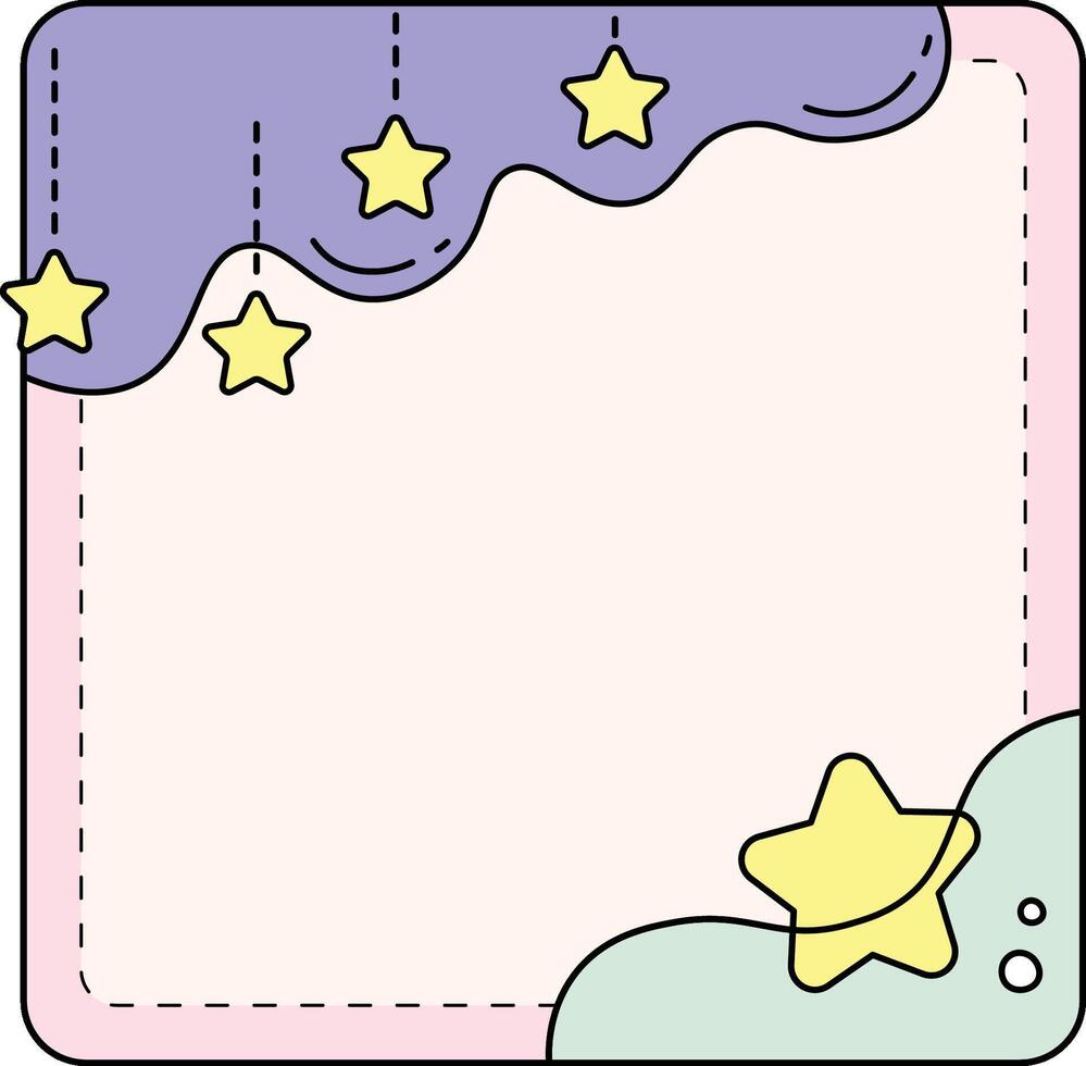 Dreamy star hanging pastel memo pad with cloud border and soft design vector