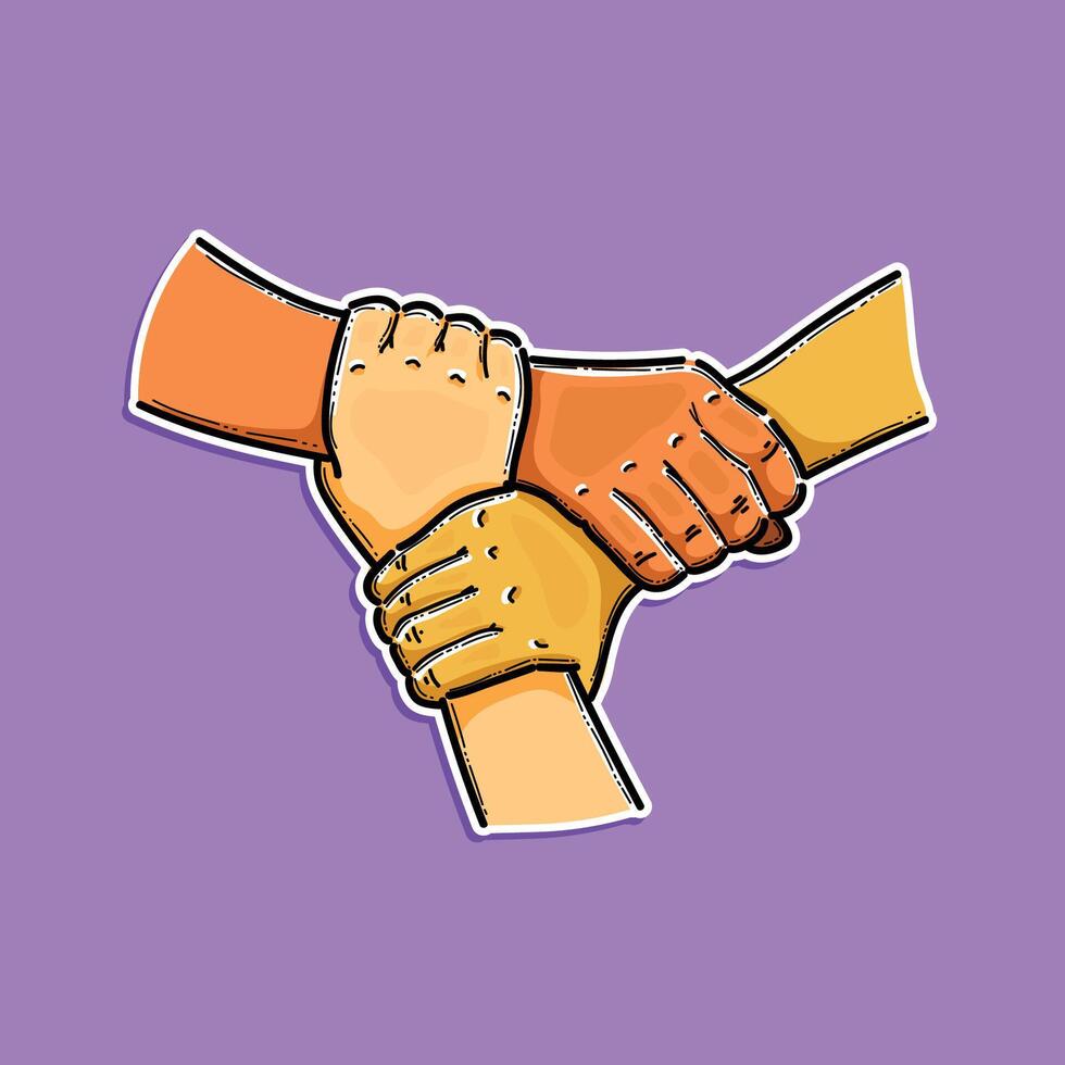 Diverse Hands United in a Symbol of Teamwork and Unity Illustration vector