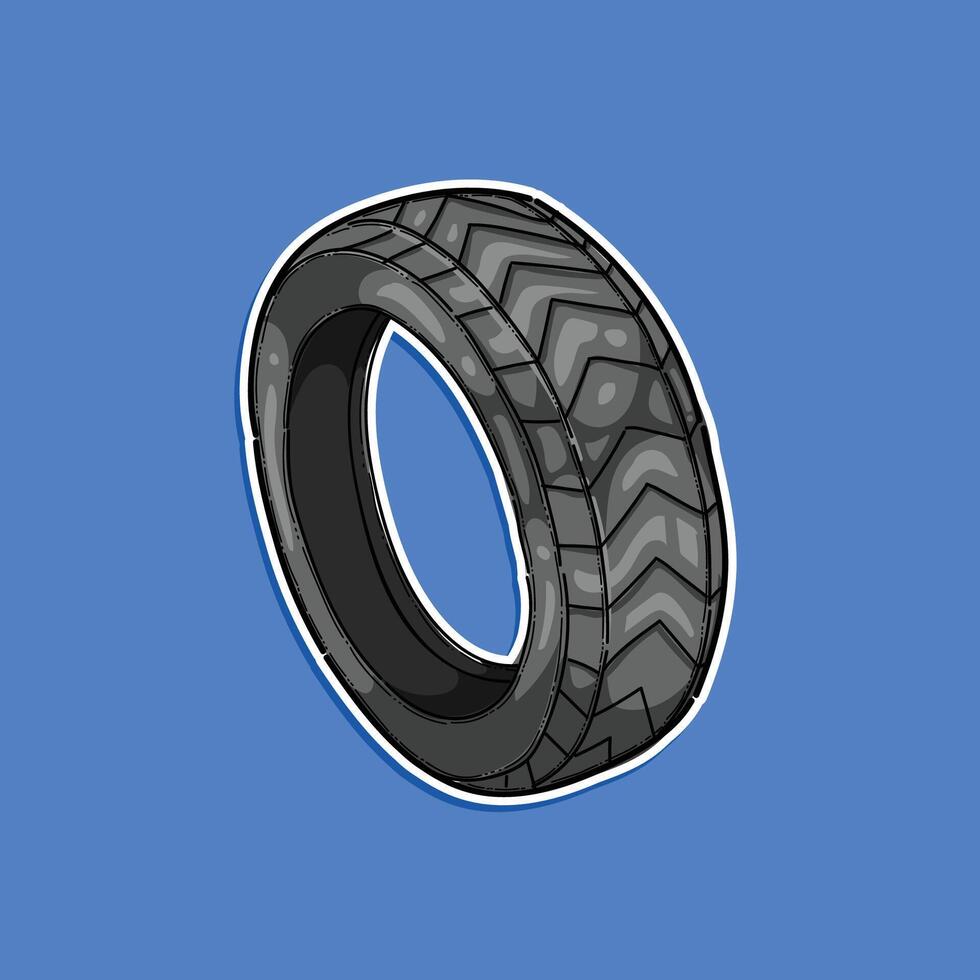 Illustration of Automotive Tire With Tread Pattern on Blue Background vector